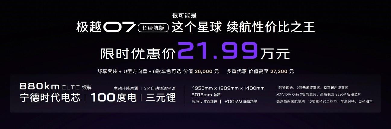吉利百度寧德時代“三巨頭”齊站臺 極越07上市 限時優惠19.99萬起